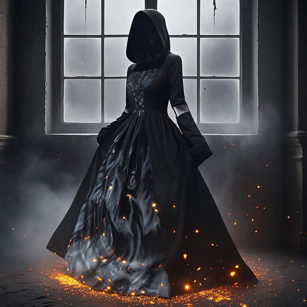 Hooded Witch Dress — Women's Halloween Costume — part of Witch Bundle — Women · Dress, Nails, Makeup